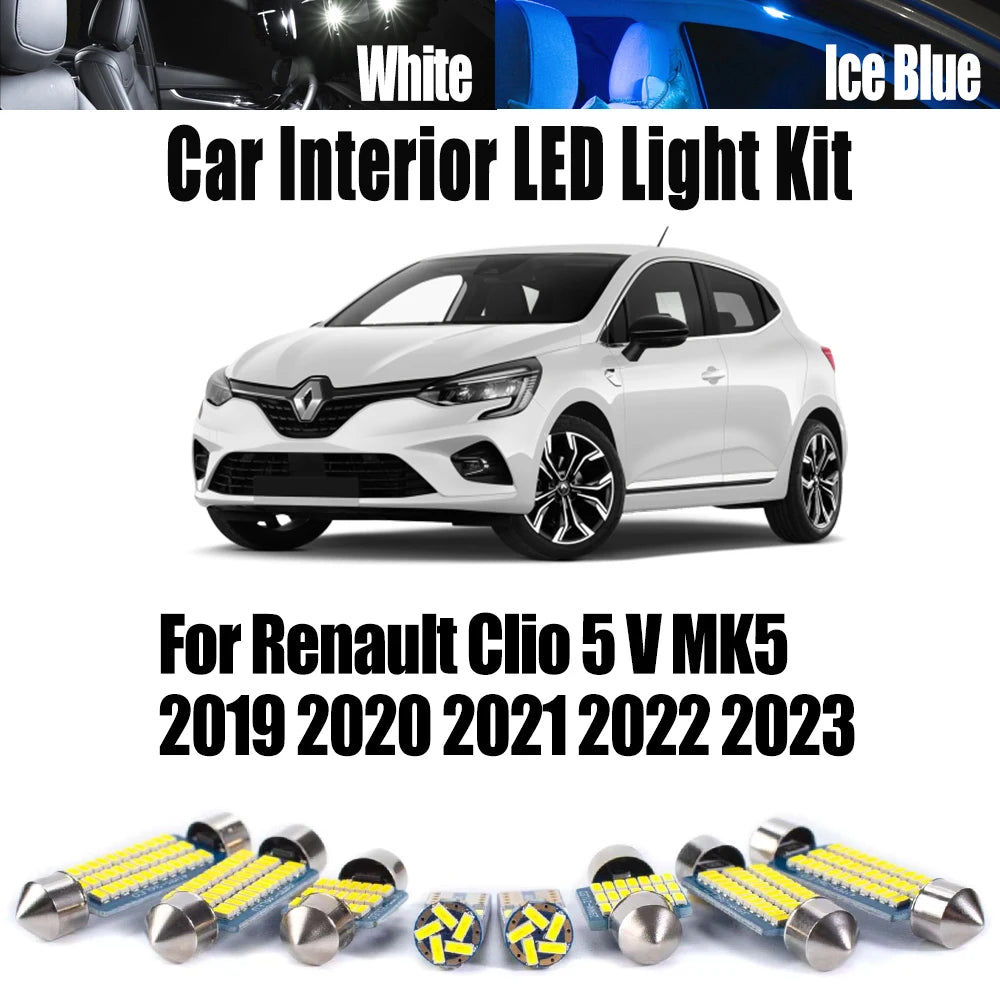 9-Piece LED Interior Light Kit for Renault Clio 5 V MK5 - Canbus Error-Free Bulbs | AUTOKITSHOP