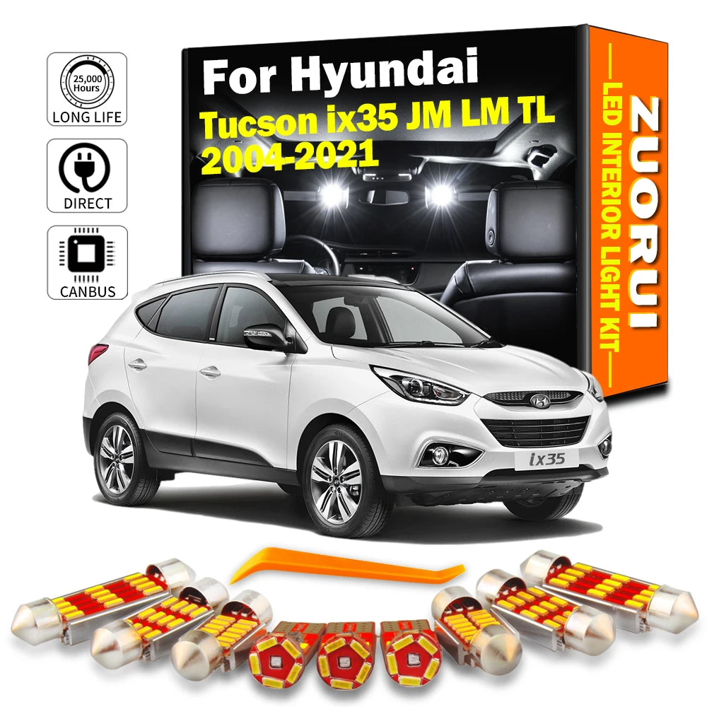 LED Interior Light Kit for Hyundai Tucson ix35 JM LM TL 2004-2018 - Canbus Dome Map Door Trunk Bulbs | AUTOKITSHOP