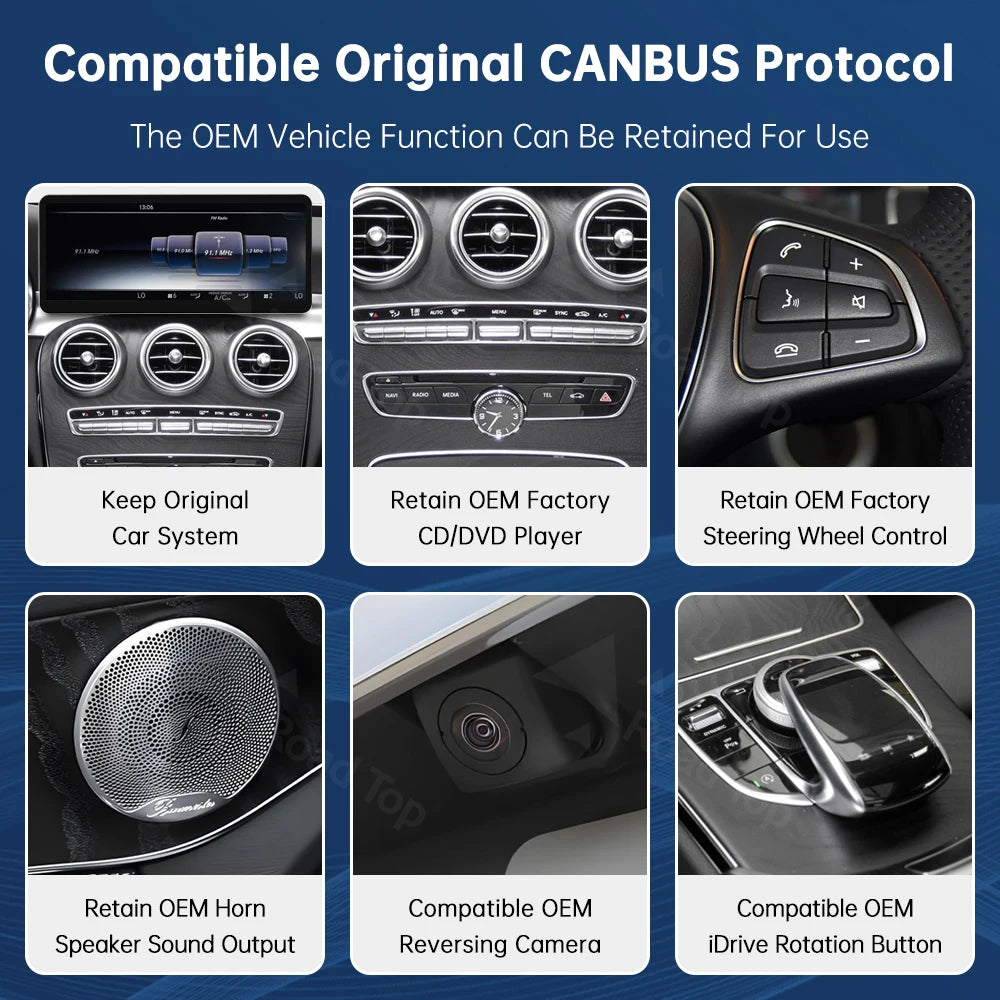 Road Top 12.3 inch Ultra Thin Multimedia Carplay Display For Benz C Class W205 GLC V Class | AUTOKITSHOP
