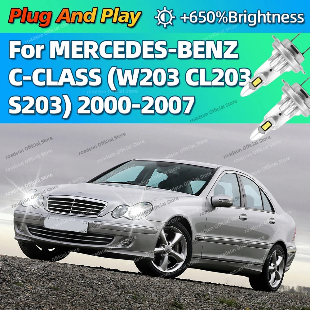 2/4Pcs Led Lights High Quality 25000LM CSP Headlight Bulb For MERCEDES-BENZ C-CLASS W203 C