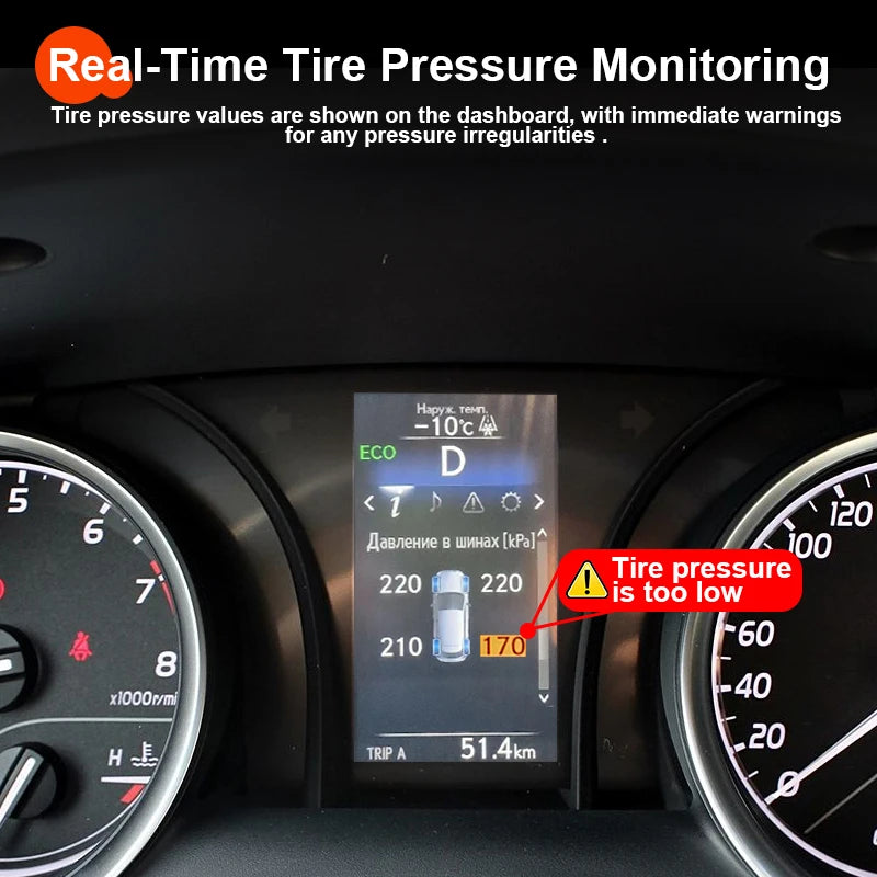 For Toyota Camry 2018-2023 TPMS Tire Digital LCD Display Auto Security Alarm Tyre Pressure