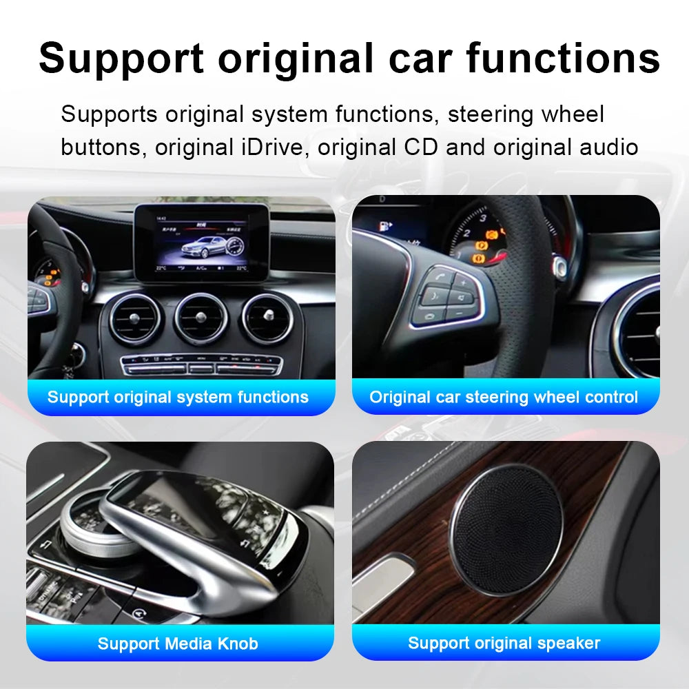 Android 14 Wireless Carplay Android Auto For Mercedes Benz C Class GLC W205 Car Multimedia