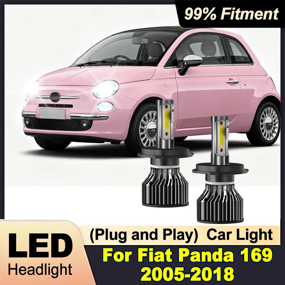 Car LED Headlight 6000K White H4 High Low Beam Headlamp 30000LM 300W For Fiat Panda 169 20