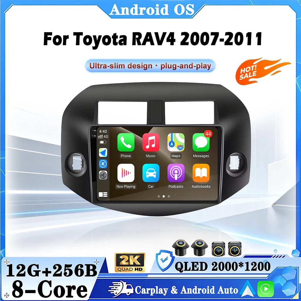9" For Toyota RAV4 2007-2011 Carplay Car Radio Multimedia Video Player Android Auto 4G WIF