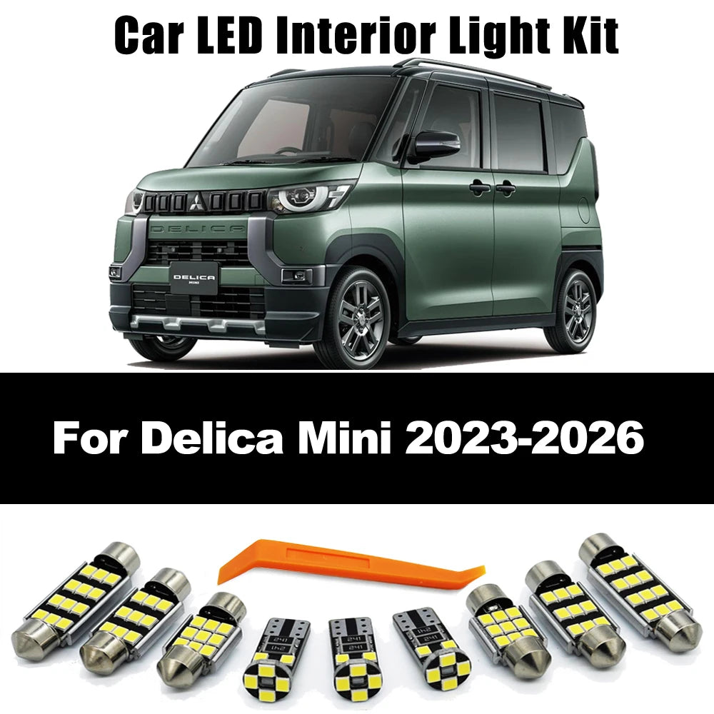 ZITWO 8Pcs For Mitsubishi Delica Mini 2023 2024 2025 2026 Car Bulb LED Interior Dome Map Trunk License Plate Light Kit canbus