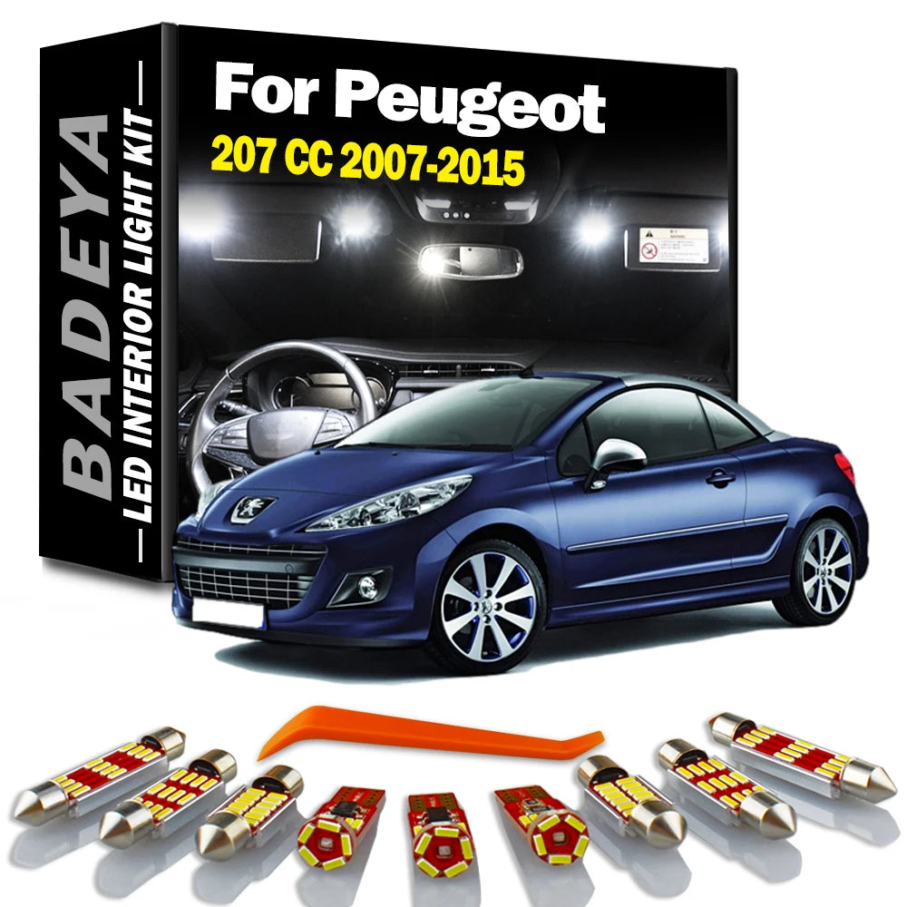13-Piece LED Interior Light Kit for Peugeot 2008-2012 - Canbus Error-Free Interior Bulbs