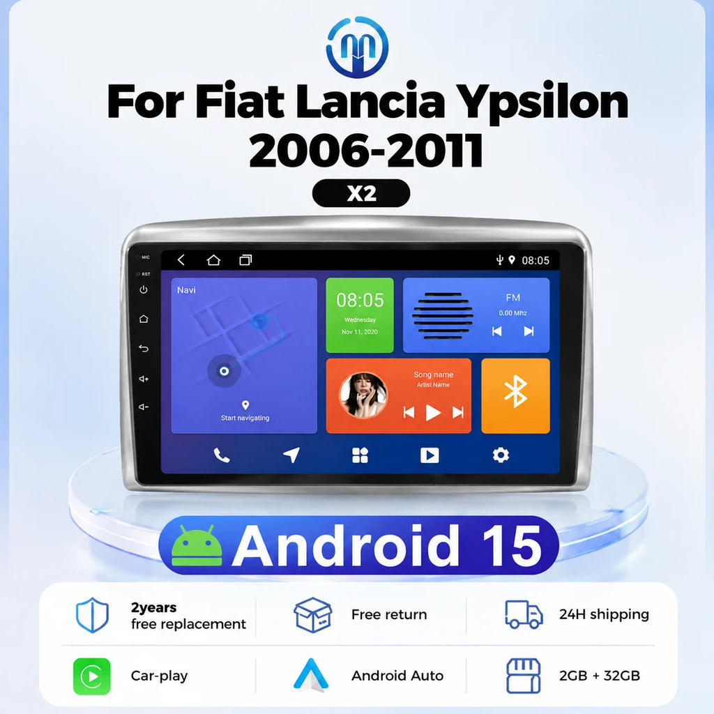 Car Radio Wireless Carplay Android Auto For Lancia Ypsilon 2006 2007 2008-2011 Multimedia