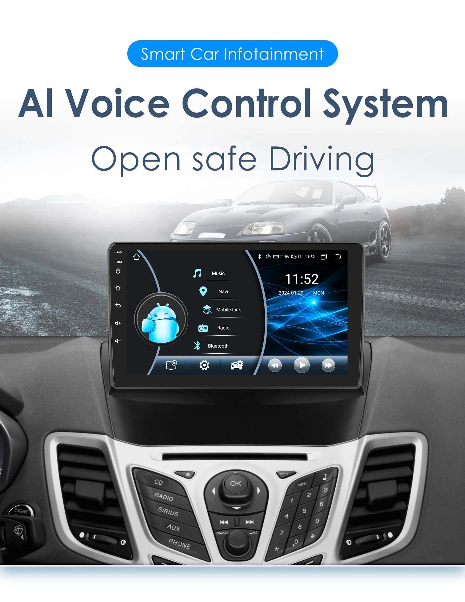 8Core Carplay Android 13 Auto Car radio for Ford Fiesta 2009 - 2017 Multimedia player GPS