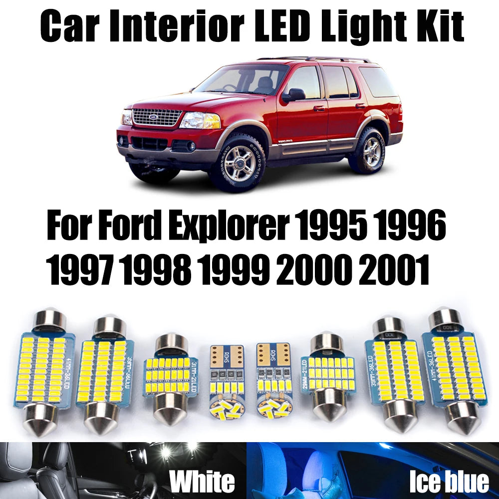 11-Piece LED Interior Light Kit for Ford Explorer 1995-1997 - Canbus Dome Map Door Trunk Bulbs | AUTOKITSHOP