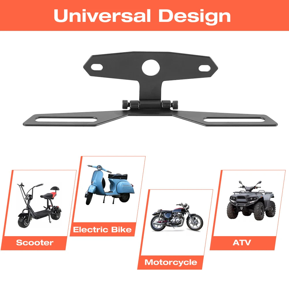 Motorbike ATV Adjustable Folding License Plate Bracket Tail Fender Eliminator License Number Pla - Automotive LED Light
