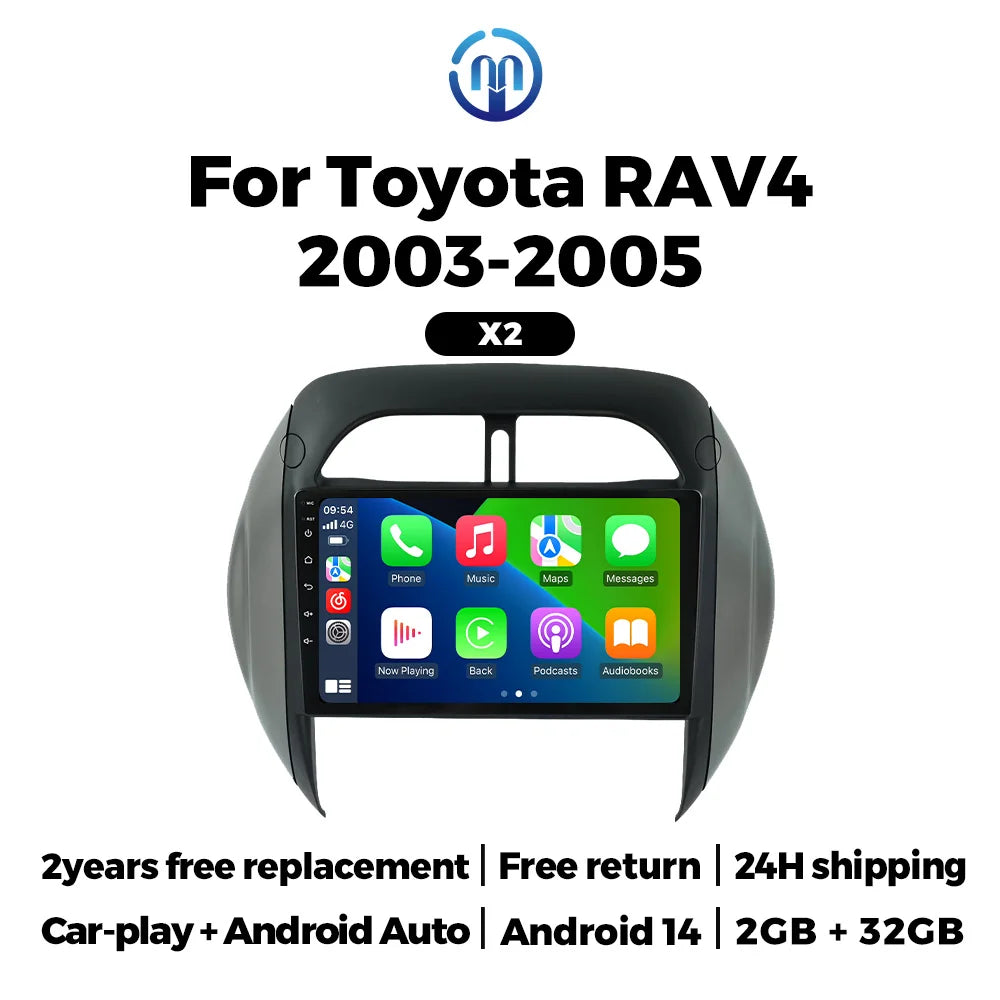 9 Inch Android 14 Car Radio for Toyota Rav4 2003 2004 2005 CarPlay Auto GPS Multimedia Pla | AUTOKITSHOP