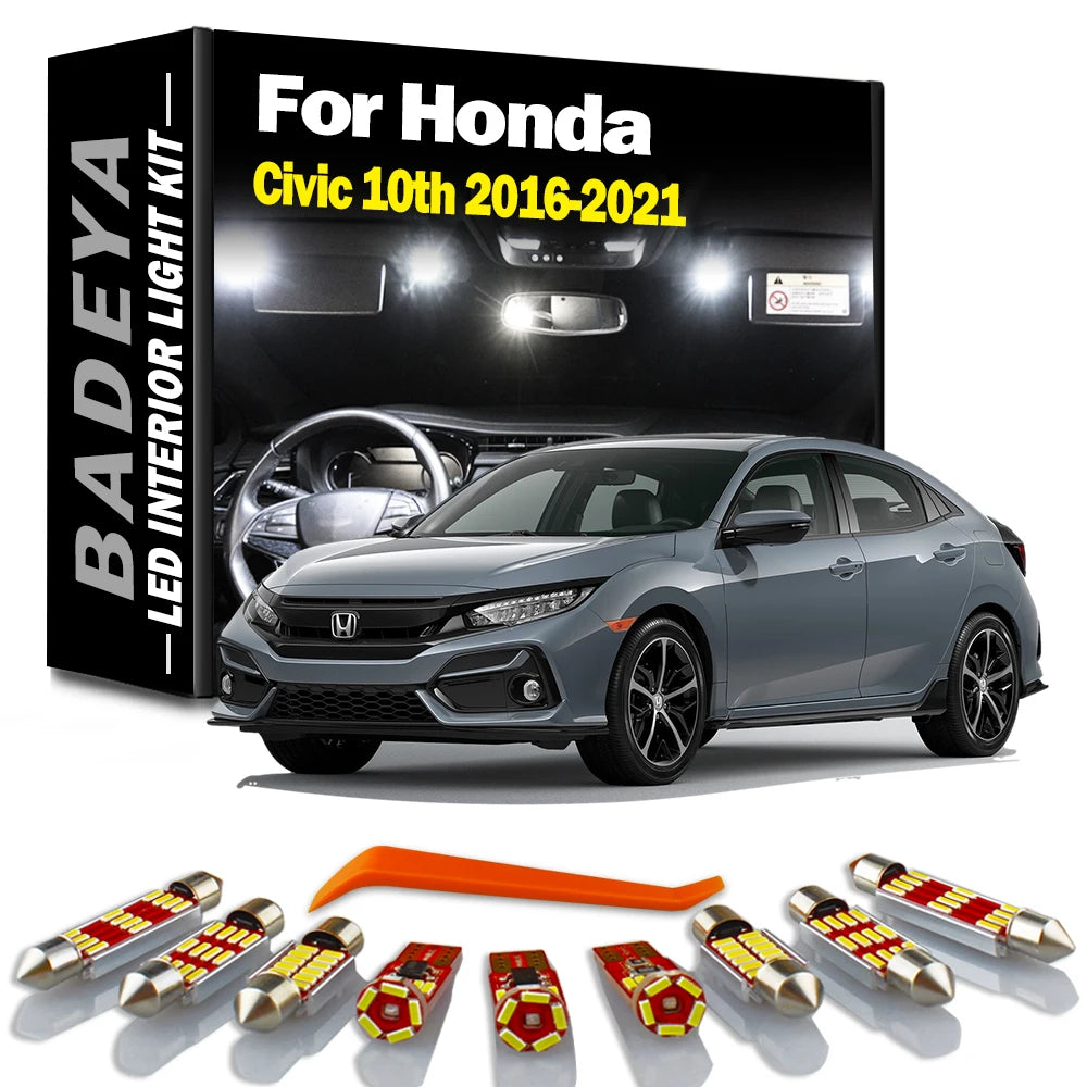 12-Piece LED Interior Light Kit for Honda Civic MK10 - Canbus Error-Free Interior Bulbs