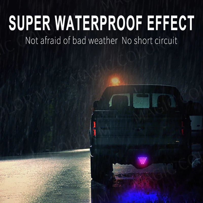For F1 Style Motorcycle Car Pilot Lights Triangle Rear Brake Lamp Warning Strobe Stop Safe | AUTOKITSHOP