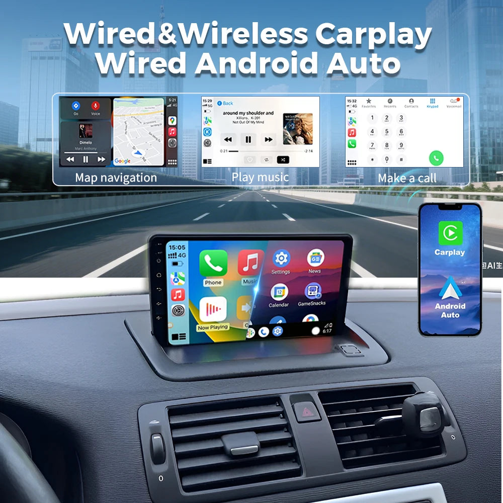 Android 16 Carplay Auto Car Radio For VOLVO C30 S40 C70 2006-2009 2010 2011 2012 GPS Navig