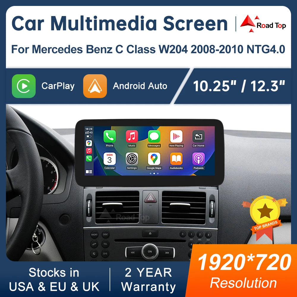 CN 10.25'' 12.3''Multimedia Display For Benz C Class W204 2008-2010 NTG4.0 Touch Screen Wi | AUTOKITSHOP