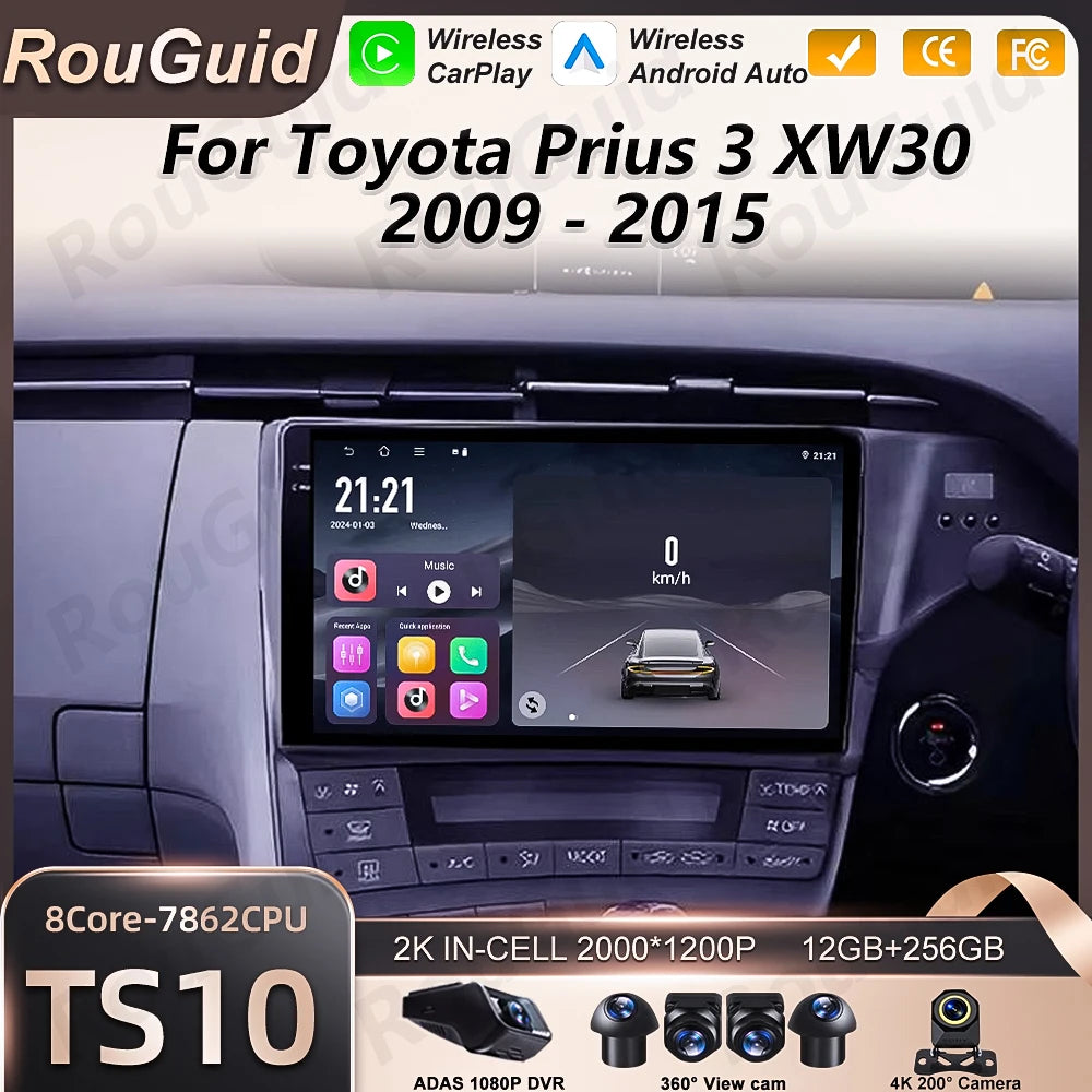 Android 16 Car Radio Carplay For Toyota Prius 3 XW30 2009 2010 2011- 2015 Multimedia Playe | AUTOKITSHOP