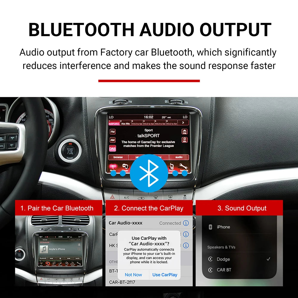 Wireless CarPlay Android Auto Retrofit Kit OEM Screen Upgrade Decoder Box for Dodge Challe
