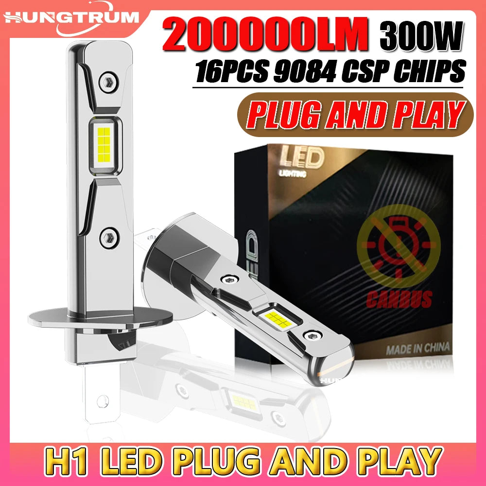 H1 Led Plug And Play Headlamp 200000LM High Power 16 Core 9084 CSP Chips LED Headlight Wir