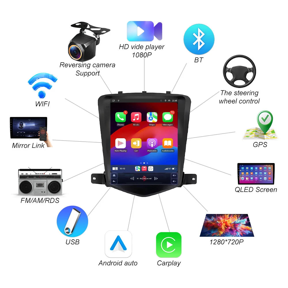 9.7 Inch Android 16 For Chevrolet Cruze J300 2008-2012 Car Radio Multimedia Player Carplay | AUTOKITSHOP
