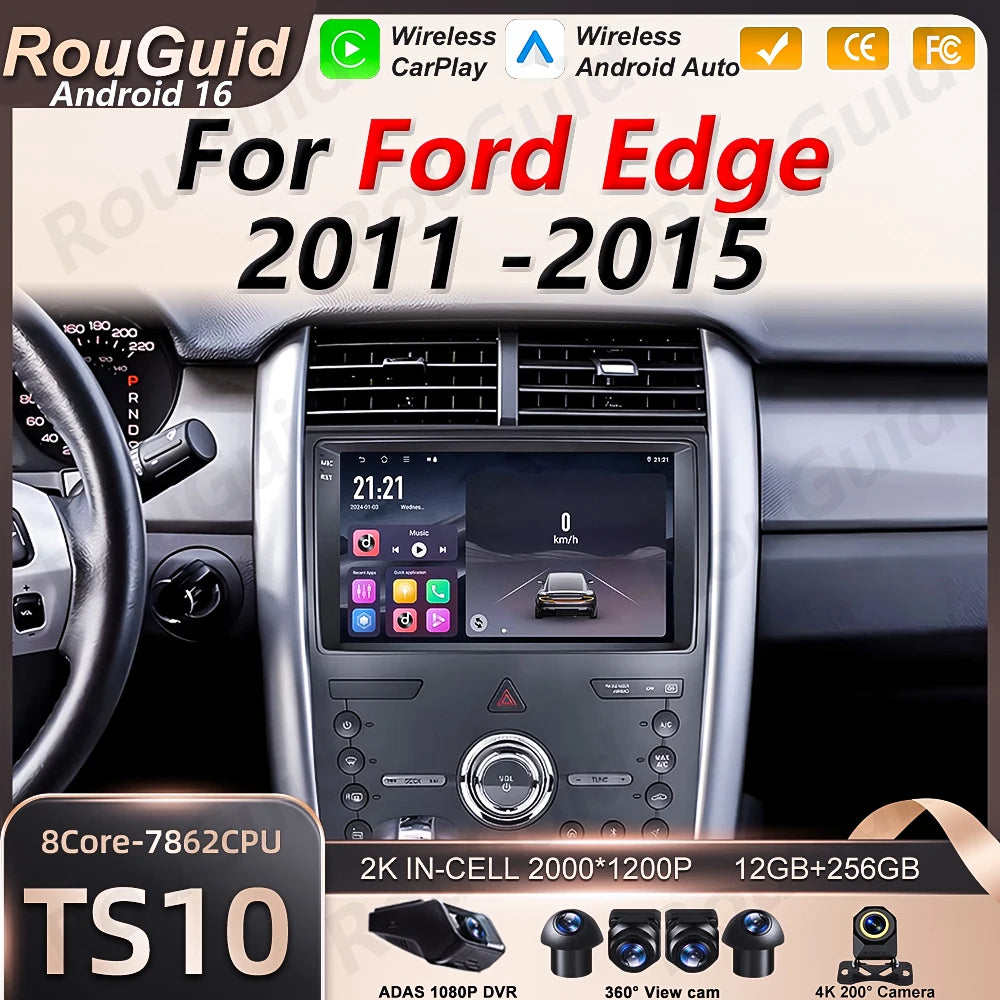 Android 16 Auto Carplay Car Radio For Ford Edge 2011 2012 2014 2015 Car Stereo Video Multi | AUTOKITSHOP