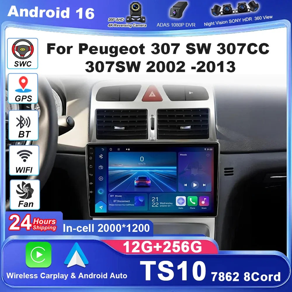 Android Carplay Car For Peugeot 307 SW 307CC 307SW 2002 -2013 Auto Radio Multimidia Player