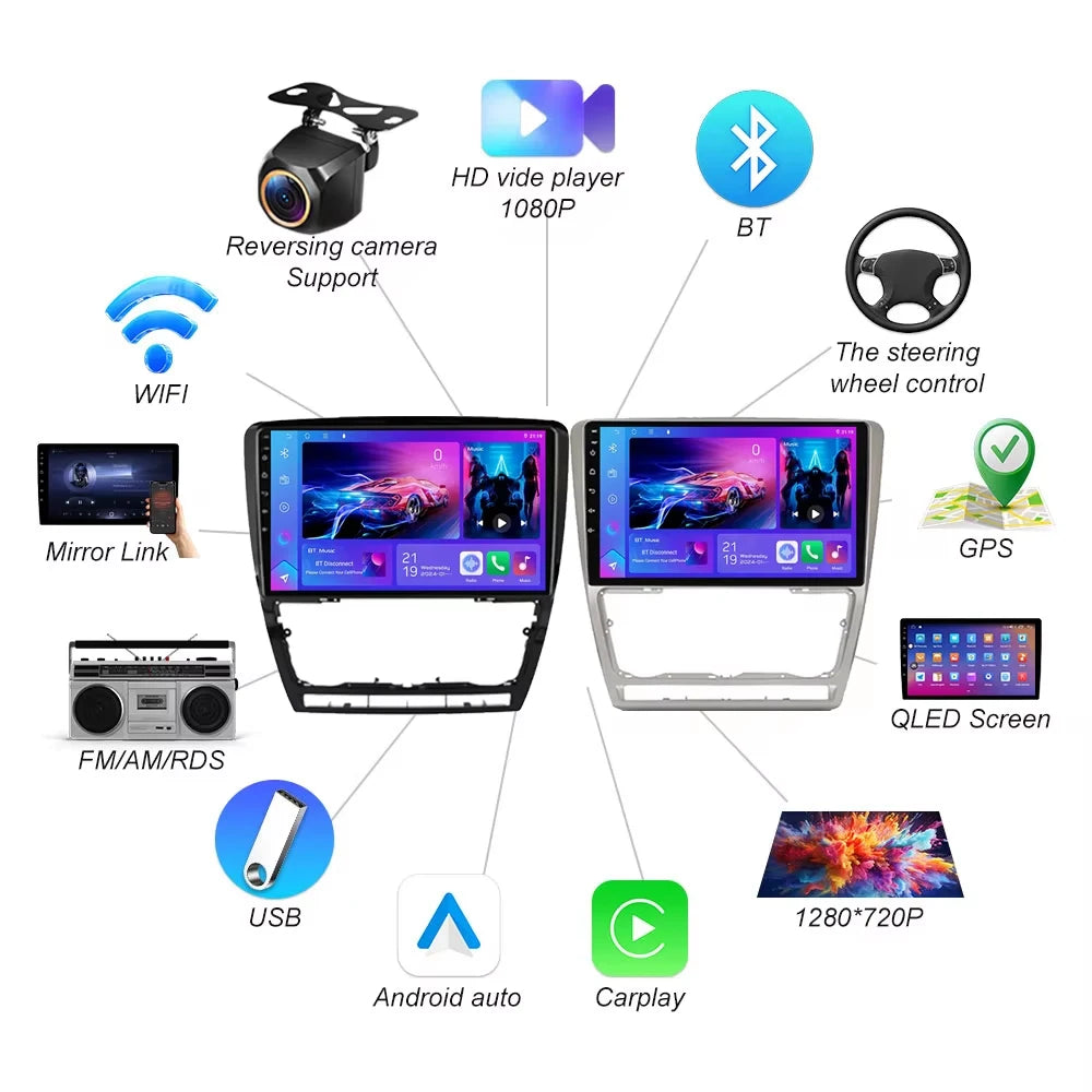 Android 16 For Skoda Octavia 2 A5 2008-2013 Multimedia Car Stereo Radio Gps navigation 5g  | AUTOKITSHOP