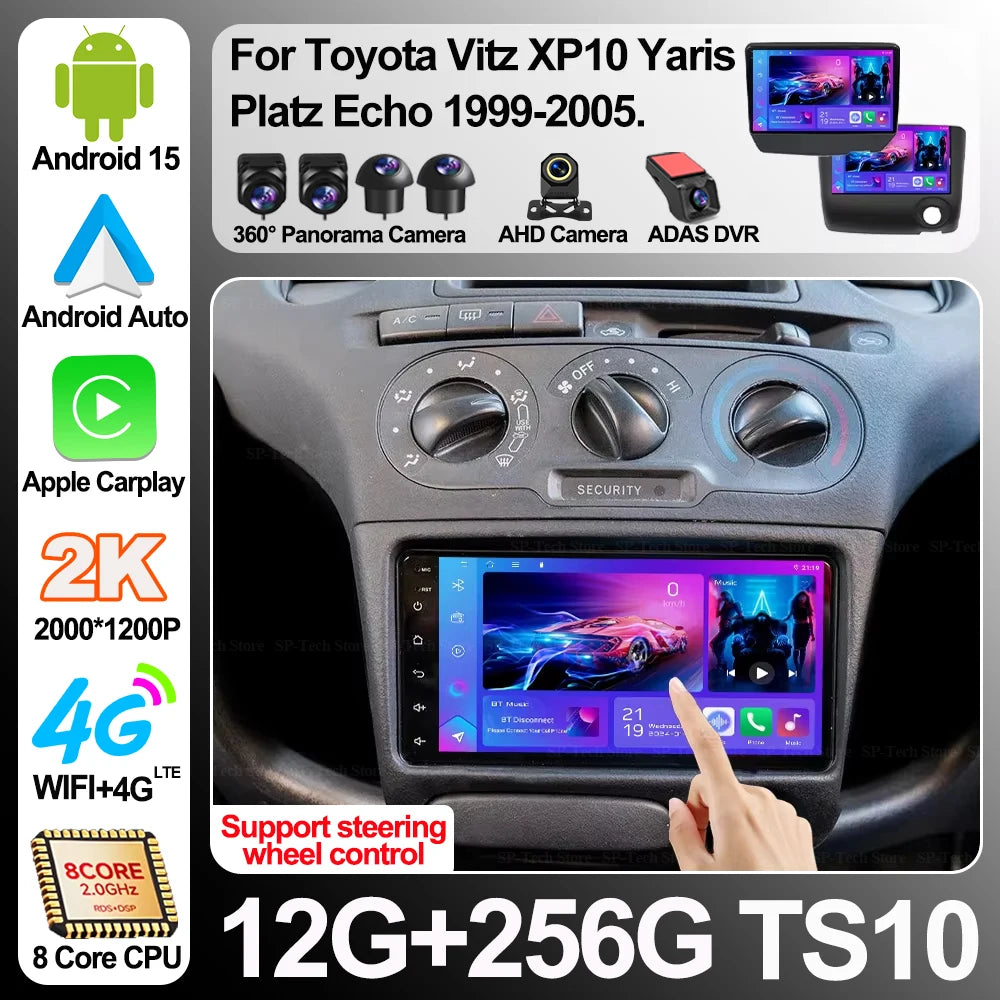 Android 16 For Toyota Vitz Xp10 Yaris Platz Echo 1999-2005 Gps No 2din Carplay Auto Car Ra | AUTOKITSHOP