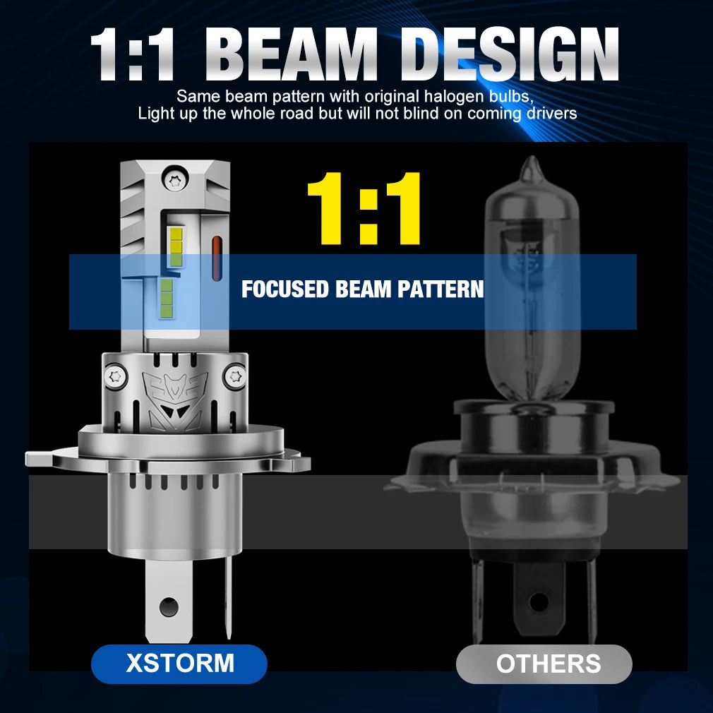 XSTORM H4 LED Headlight Bulbs 9003 HB2 Canbus High Low Beam Car Light 20000LM Turbo Led Di