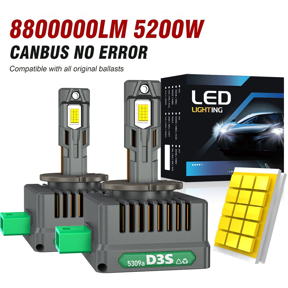 D1S D3S LED Headlights Canbus 1:1 HID D2S D4S D1R D2R D3R D4R Auto Lamp 8800000LM 5200W Pl