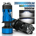 10000W H4 LED Headlight Bulb Projector Lens CANBUS Super Bright 28000000Lm 6500K Turbo Fan