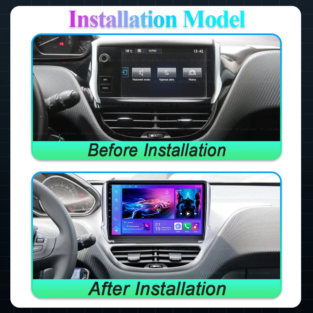Android15 Car For Peugeot 208 2008 2012-2018 Multimedia Player Navigation Gps Carplay Qled | AUTOKITSHOP