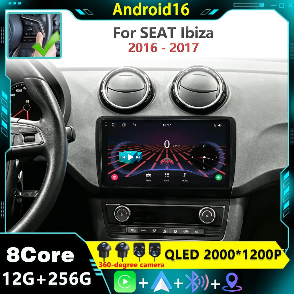Android 16 Car Radio For SEAT Ibiza 2016 - 2017 Carplay Multimedia Video Auto 4G WIFI GPS