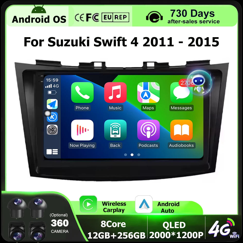 Wireless Carplay For Suzuki Swift 4 2011-2015 Android 16 Car Radio Multimedia Video Player