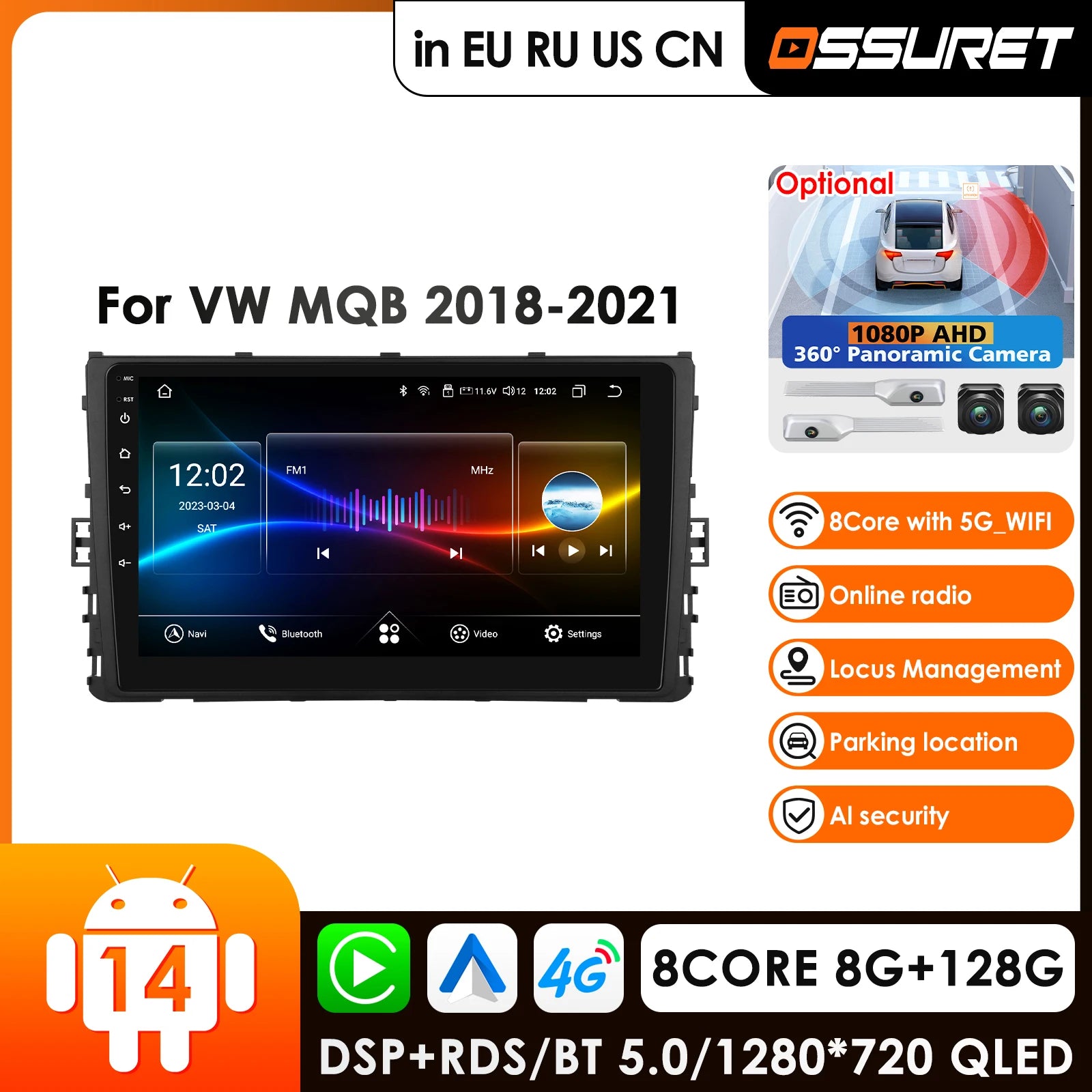 9" Carplay 4G AI Systems Android 14 Car Radio GPS for VW MQB Polo Plus T-Cross T-Roc Tharu Sagitar 2din Autoradio - 1280