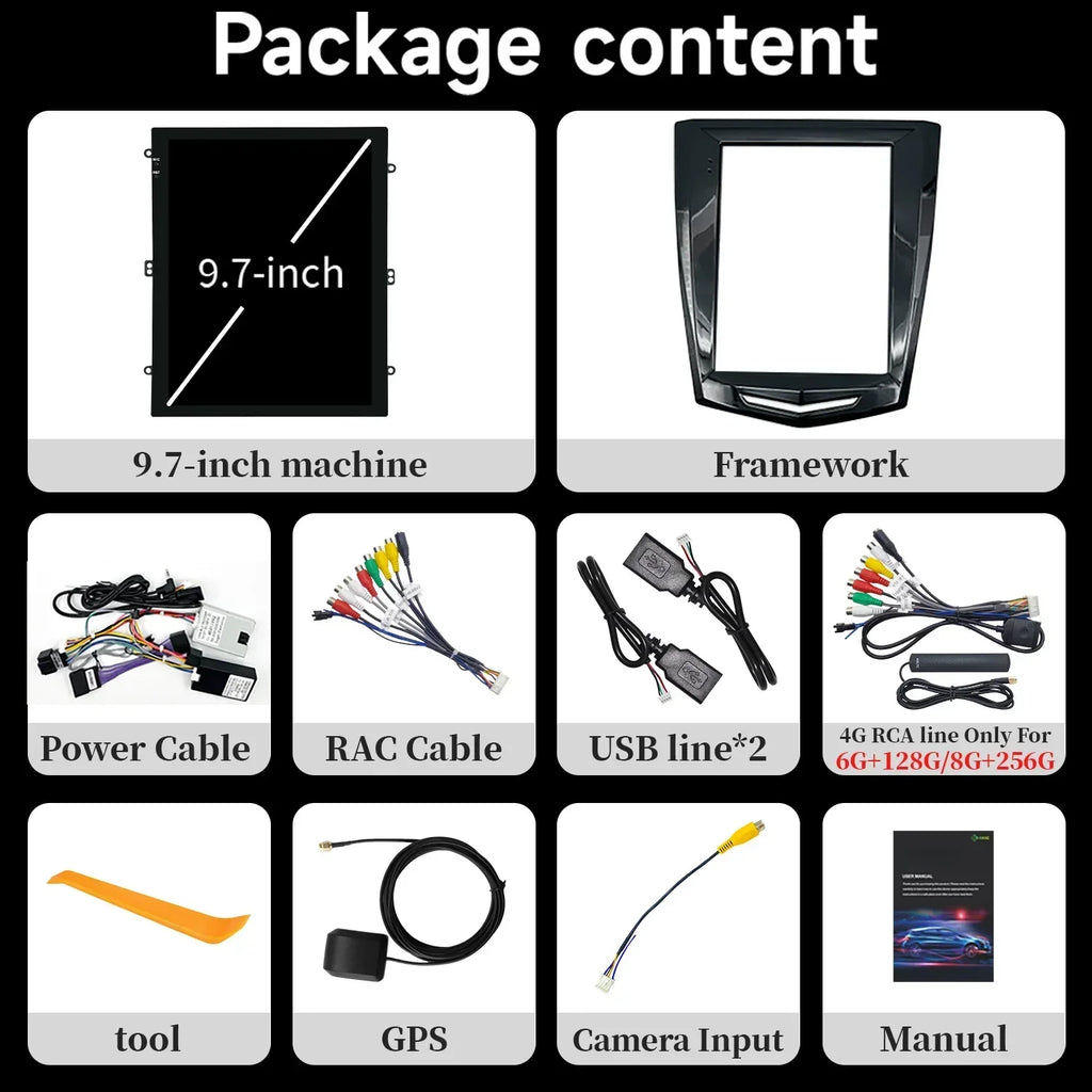 9.7inch Android 14 For Cadillac Ats Xts Cts Srx 2013-2018 Car Radio Multimedia Navigation