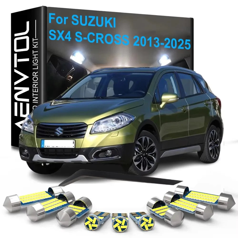 10-Piece LED Interior Light Kit for Suzuki SX4 S-CROSS 2016-2022 - Canbus Dome Map Door Trunk Bulbs | AUTOKITSHOP