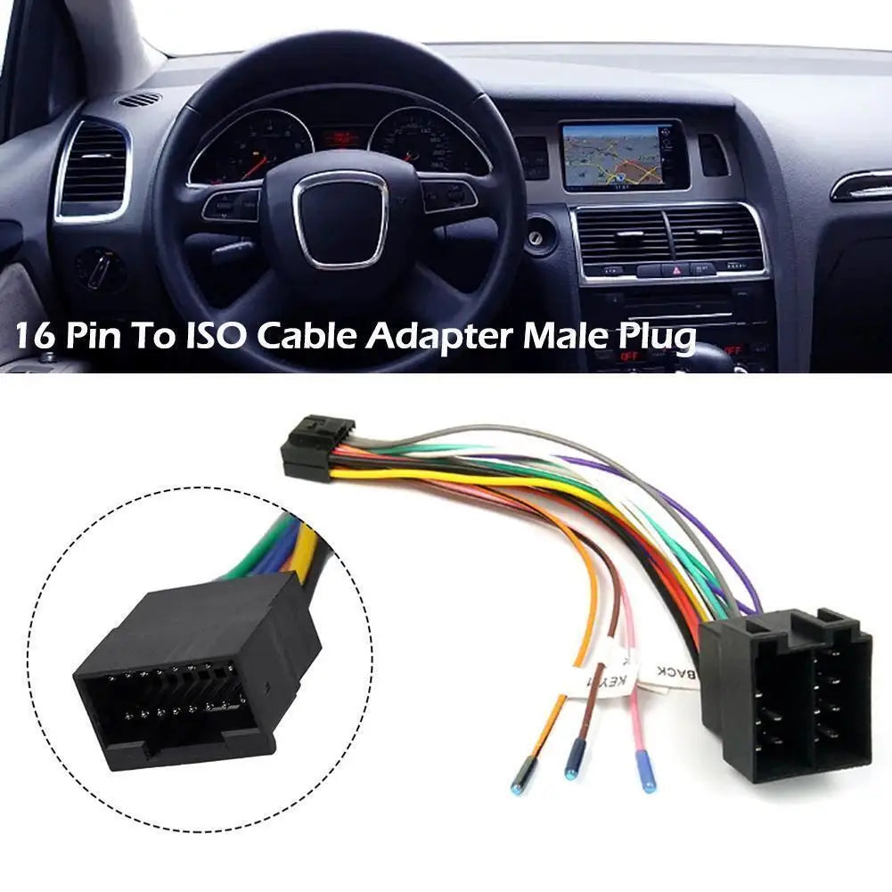 16 Pin To ISO Cable Adapter Male Plug Adapter Male To Female Plug P2N4 For The Car With 16