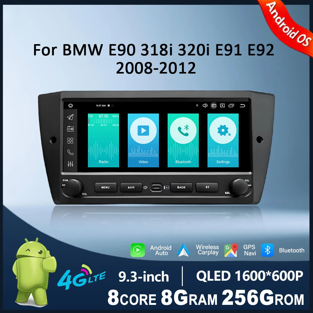 9.3 inch Car Radio Android OS for BMW E90 318i 320i E91 E92 2008 - 2012 Multimedia Touch S