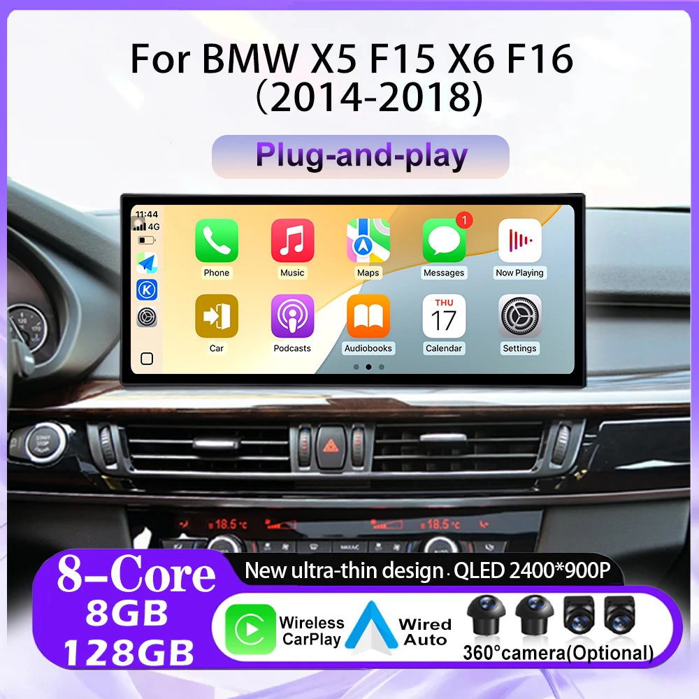 Android 16 QLED Screen For BMW X5 F15 X6 F16 2014-2018 NBT EVO System Car Radio Multimedia