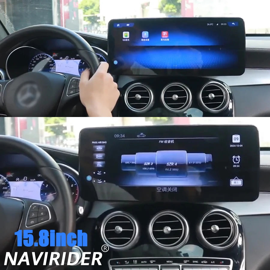 15.8Inch 1920*720P QLED Screen wireless CarPlay Navi Stereo For Mercedes-Benz ML GL GLE GL