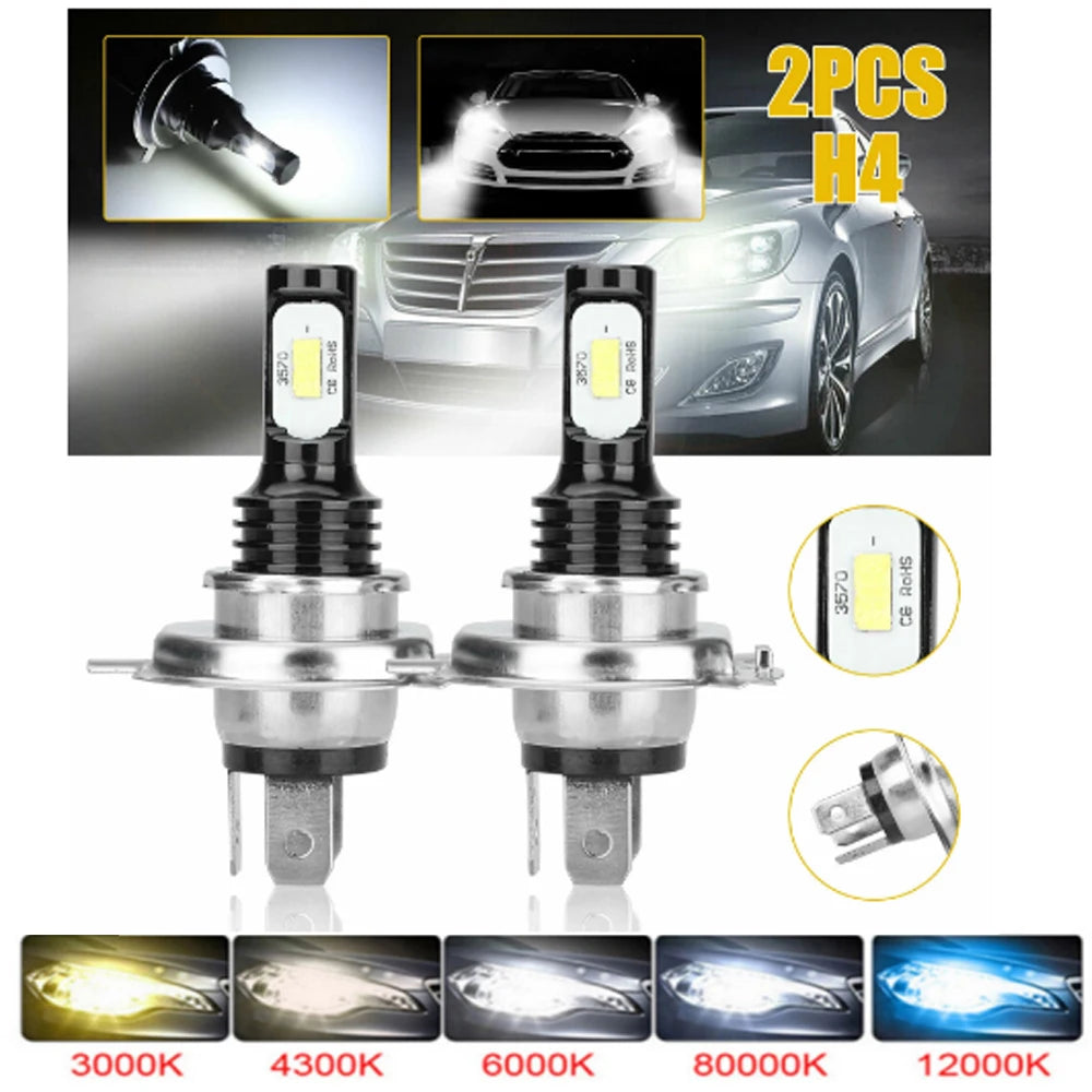 2Pcs H4 H7 LED Car Headlight H11 H8 H9 Car Fog Light 9005 HB3 9006 HB4 H1h3 H16JP Led Lamp Day DRL Light Auto 6000K 12V 24V