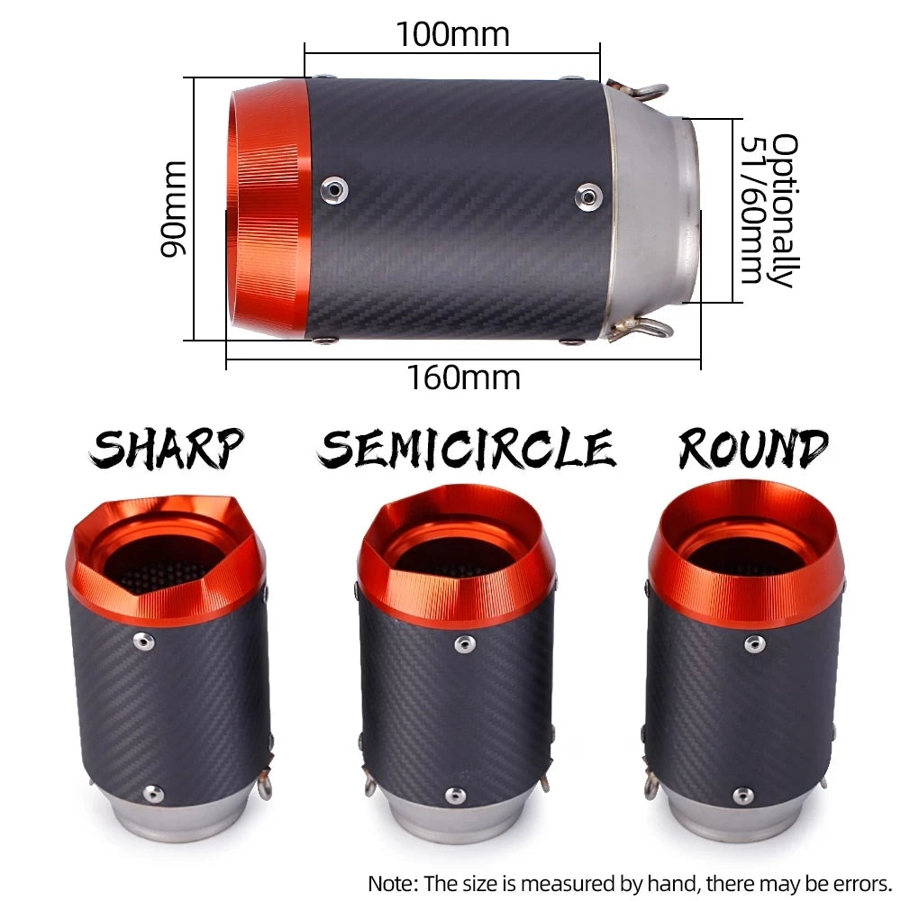 Inlet 51mm 60mm AR exhaust AustinRacing universal Muffler Pipe Exhaust Pipe Tail Pipe Orange Tip - Automotive LED Light