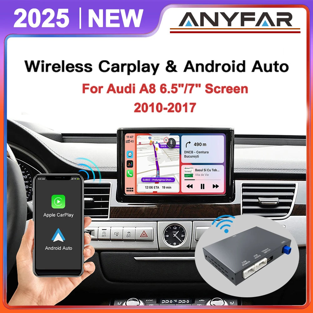 Wireless CarPlay Android Auto For Audi A8 2010–2017 Interface Mirror Link AirPlay Autolink