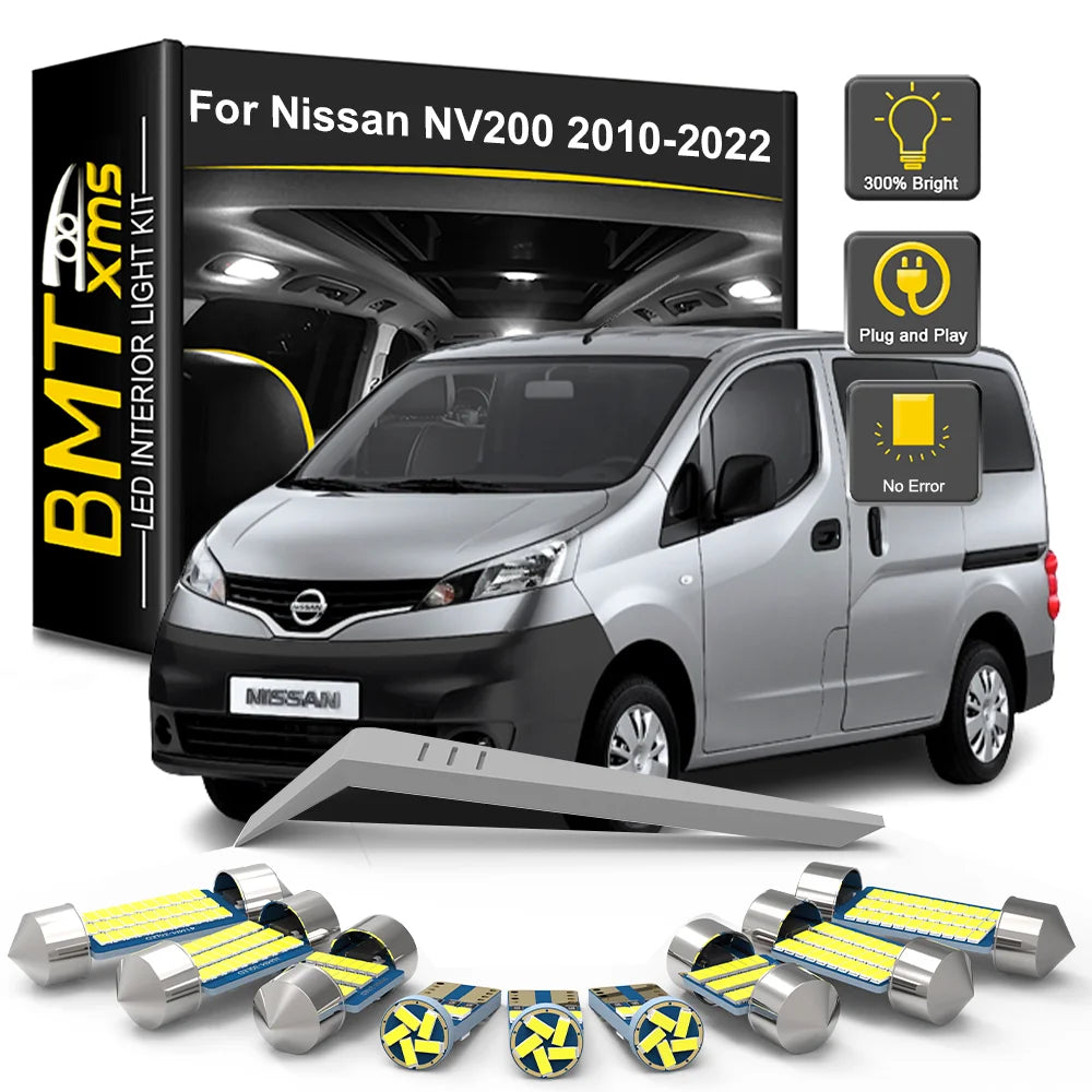 9-Piece LED Interior Light Kit for Nissan NV200 2011-2016 - Canbus Dome Map Door Trunk Bulbs | AUTOKITSHOP