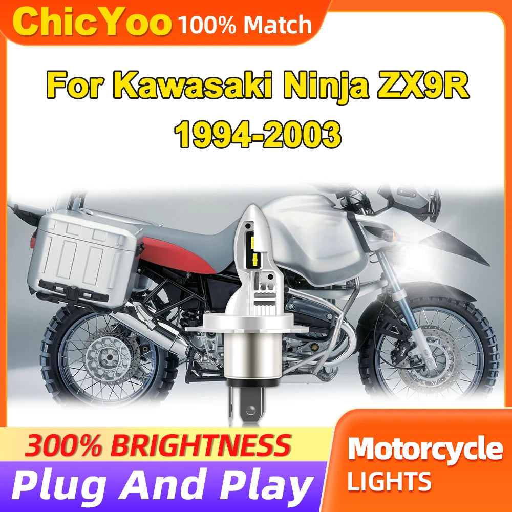 H4 LED Headlight Bulb 10000LM Motorcycle Head Lamp 12V For Kawasaki Ninja ZX9R 1994-1996 1