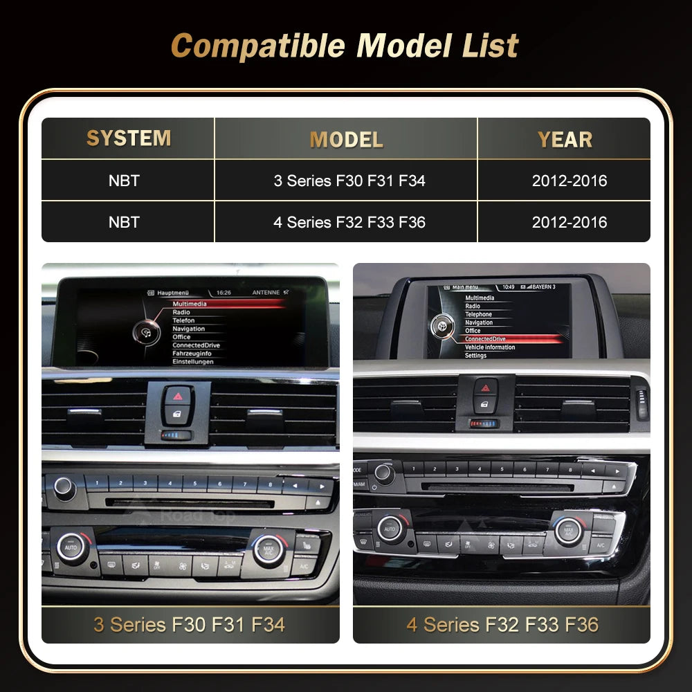 12.3'' RoadTop Wireless CarPlay Android Auto Multimedia Display Screen For BMW Series 3 4
