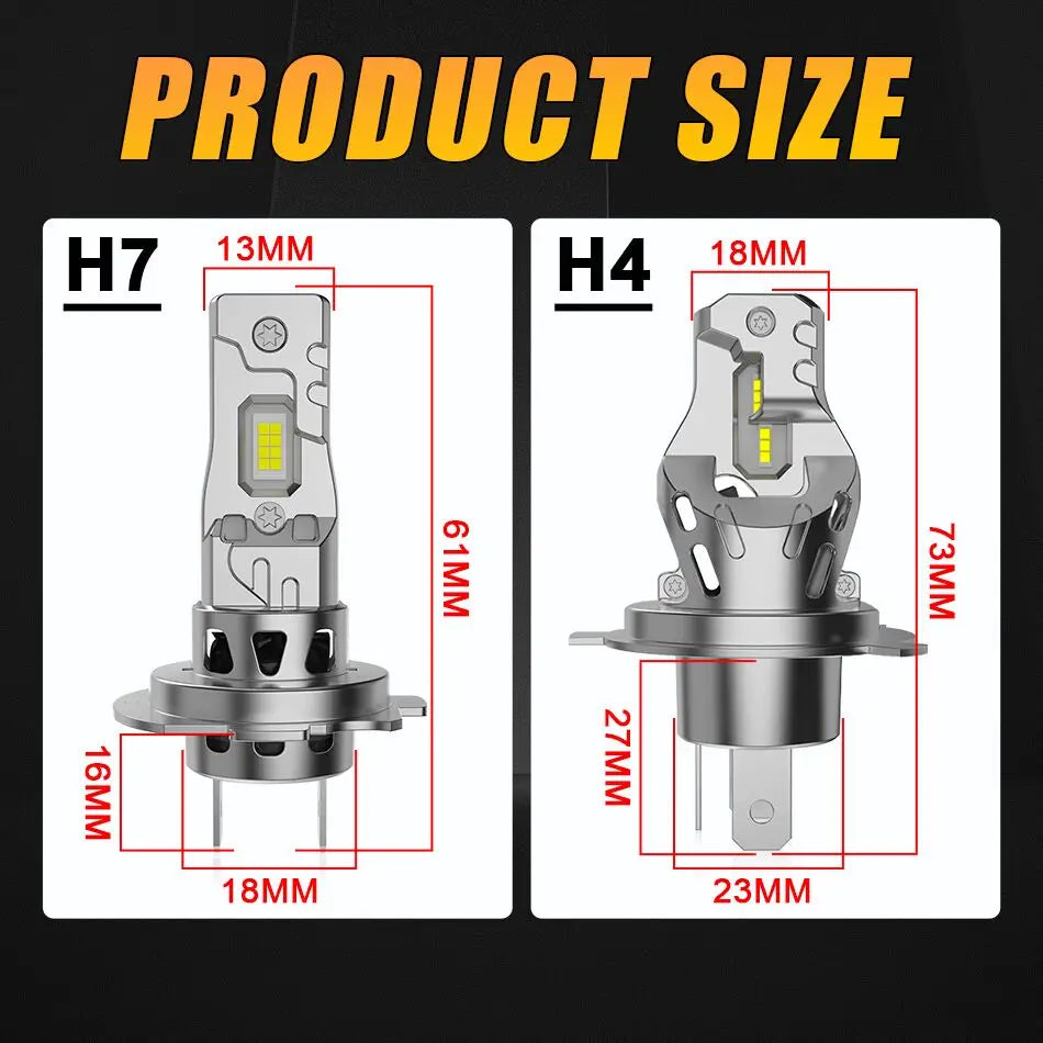 2Pc 5000W High Power H7 H4 LED Bulb Turbo Headlight 6500K 5000000LM 12V 24V CSP Powerful Best H4 LED Diode approved H7 Mini Lamp