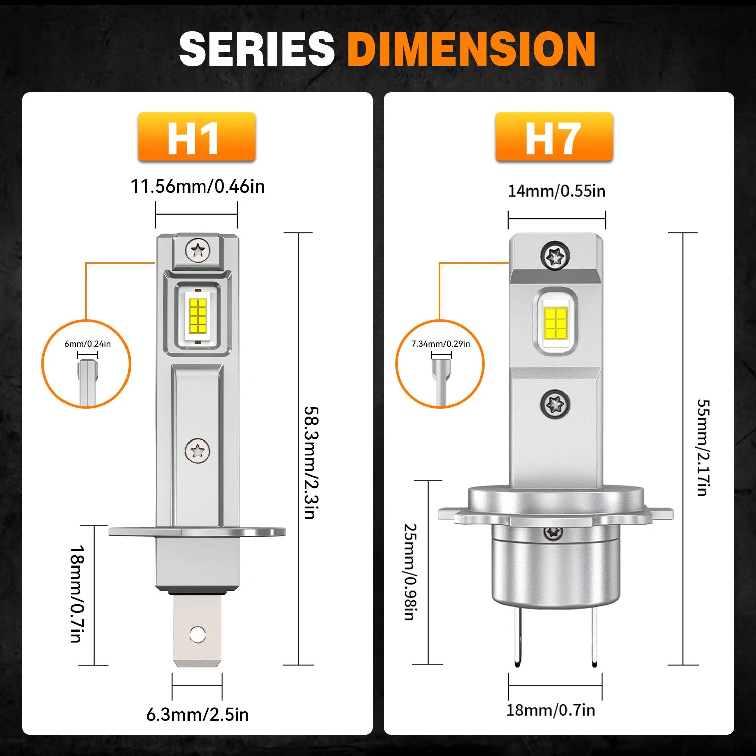 H1 LED Headlights 3800000LM 6000K 2800W 16PCS 7585 CSP High Low Beam Turbo Auto Light 1:1