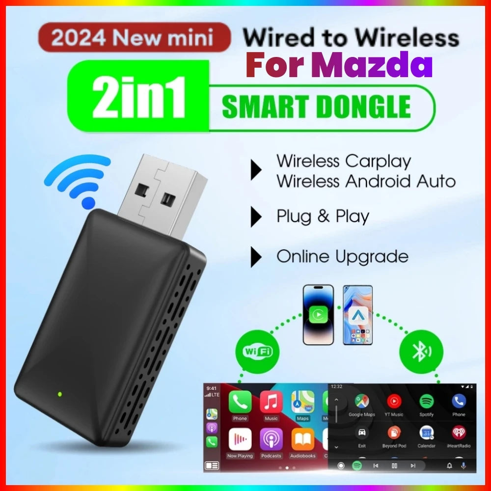 Wireless Carplay Adapter Android Auto Wireless Smart Dongle 2in1 For Mazda CX-5 CX-3 CX-30 | AUTOKITSHOP
