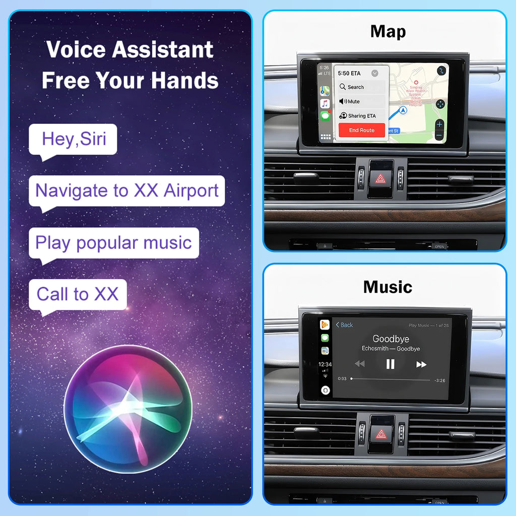 Wireless CarPlay Android Auto Interface for Audi A6L A7 2012-2015 8-inch Upgrade Original